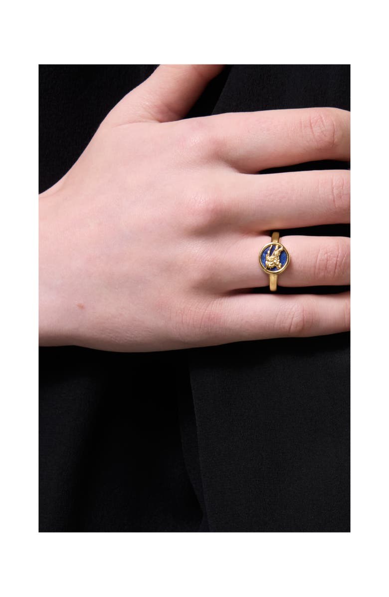 Burberry Knight Coin Ring, Alternate, color, Gold/Blue