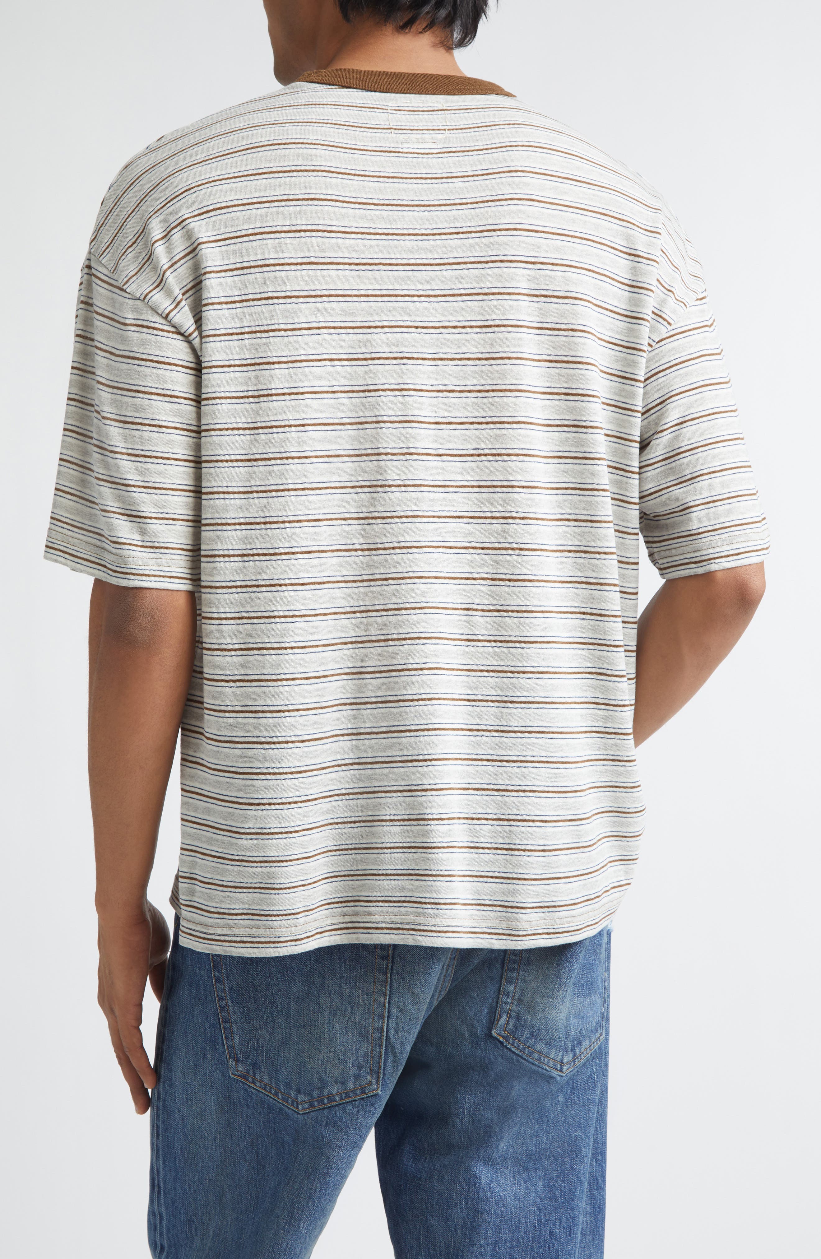 Mondo Border Stripe Pocket Wool & Cotton T-Shirt - image 2