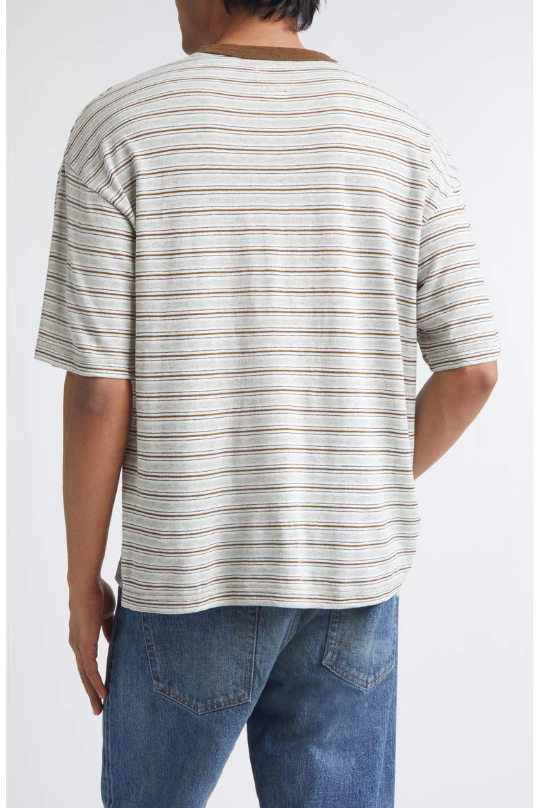 Mondo Border Stripe Pocket Wool & Cotton T-Shirt, Alternate, color, GREY