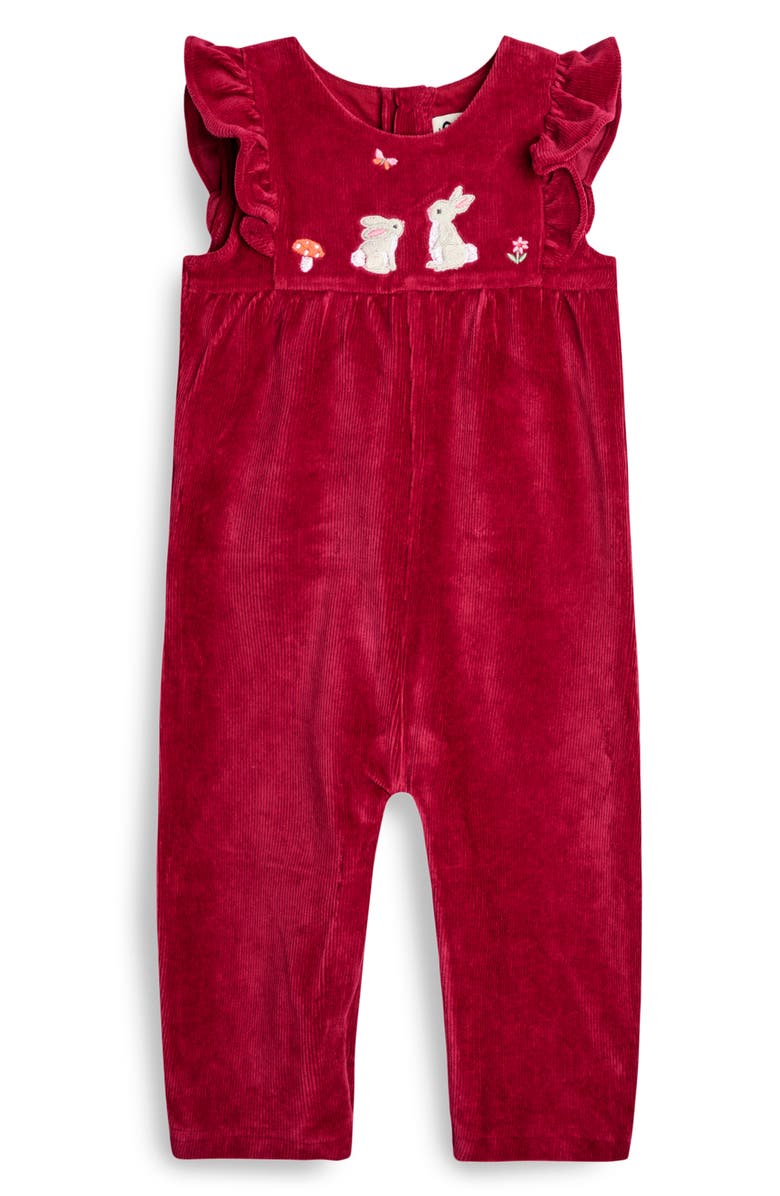 JOJO MAMAN BEBE Bunny Cotton Blend T-Shirt & Corduroy Overalls Set, Alternate, color, Berry