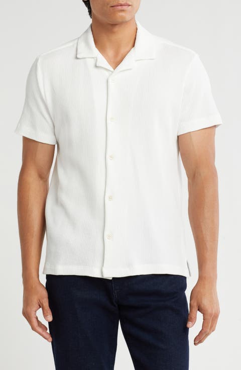 Textured Knit Camp Shirt