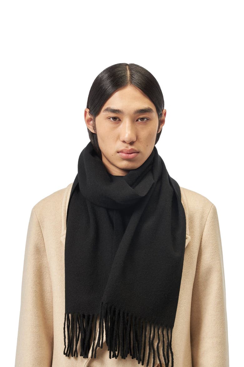 Cashmere Fringed Scarf, Alternate, color, black