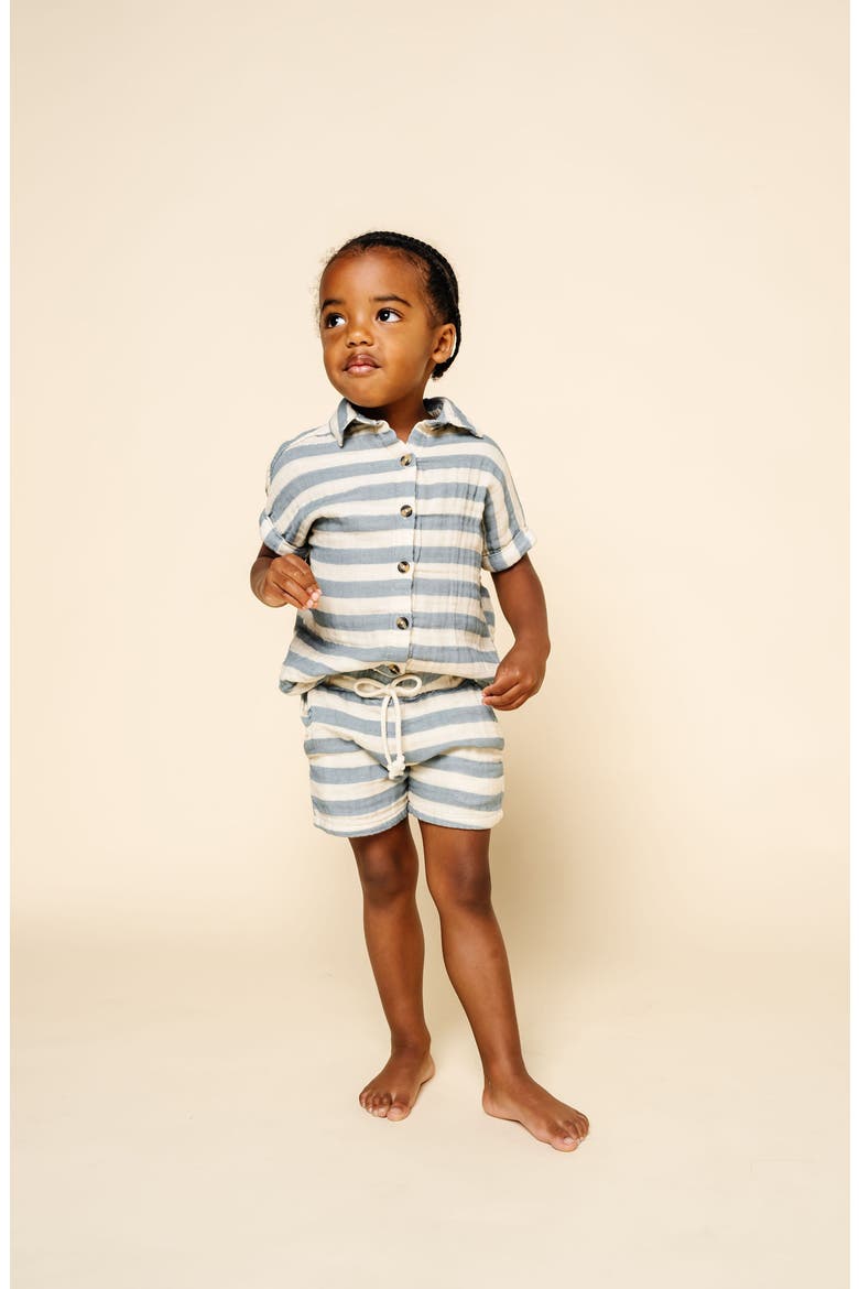 Cloud Cotton Muslin Button-Up Shirt & Shorts Set, Alternate, color, LINCOLN