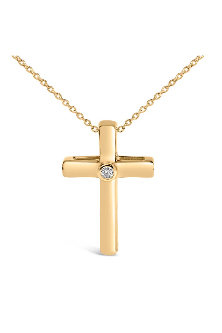 Gold Vermeil Bezel Set Diamond Accent Cross Pendant Necklace, Alternate, color, Silver