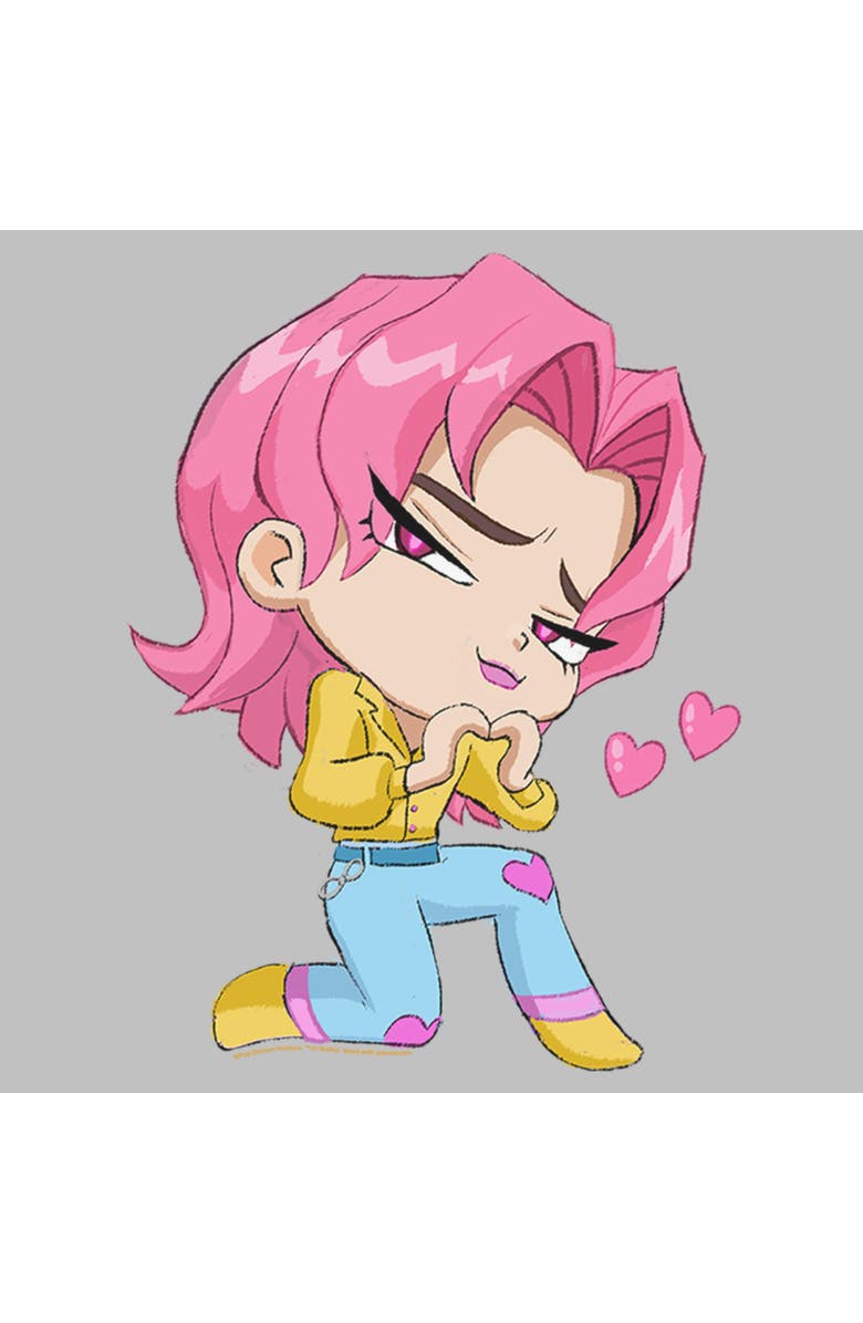 KPop Demon Hunters Women's KPop Demon Hunters Chibi Romance Heart  Graphic T-Shirt, Alternate, color, Athletic Heather