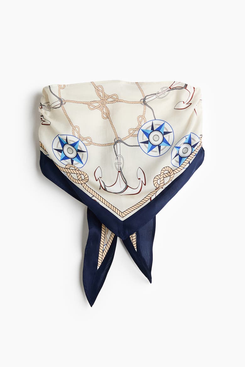 Scarf-look Lyocell Bandeau Top, Alternate, color, Cream/patterned
