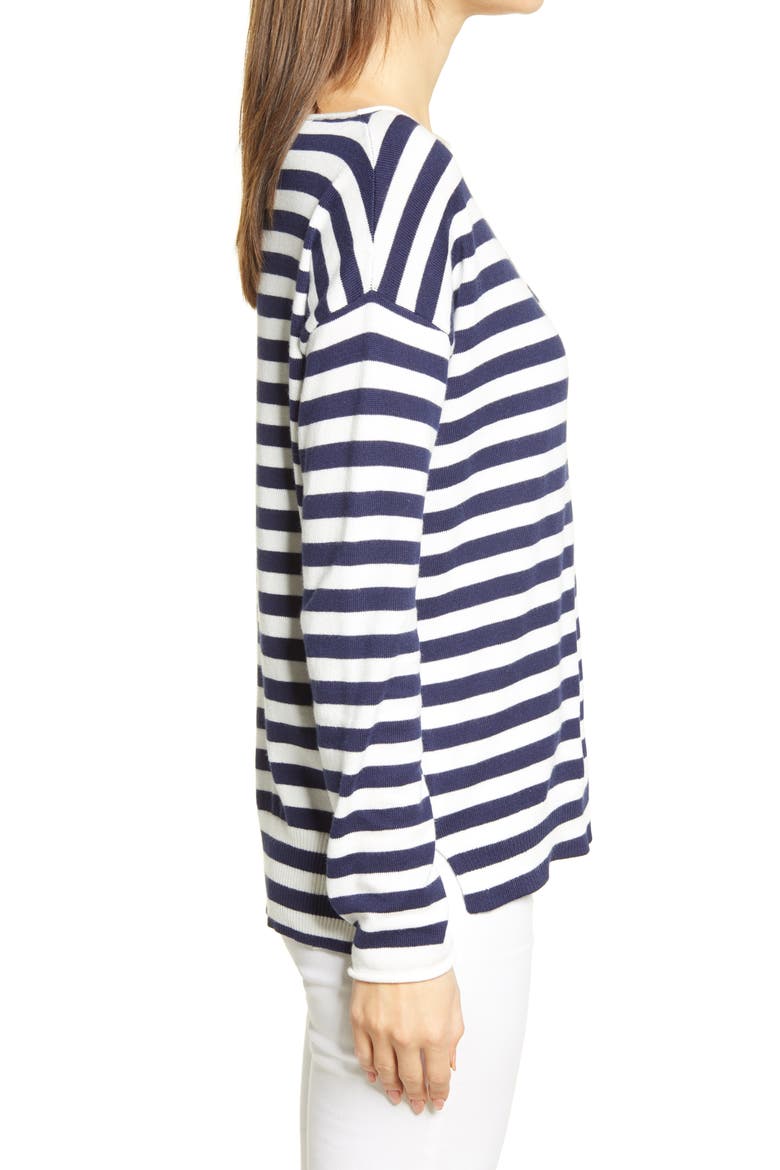 Boatneck Sweater, Alternate, color, NAVY - IVORY MARIE STRIPE