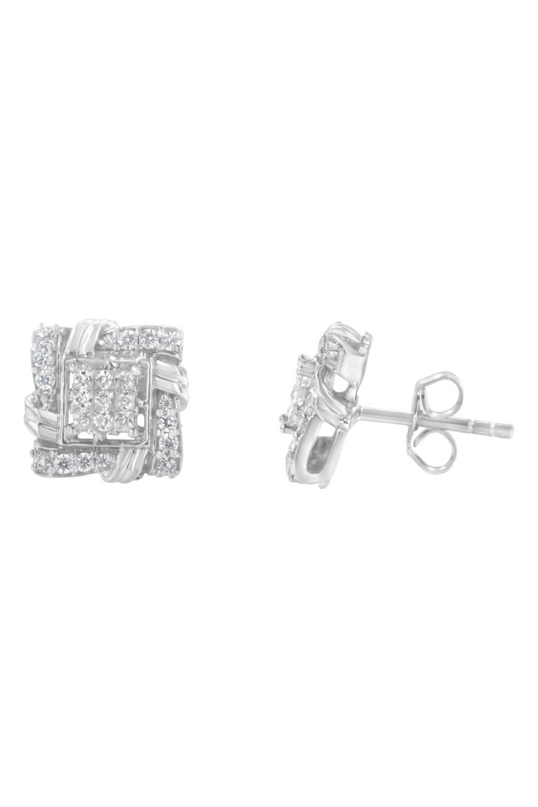 Silver 1/2 Ct Round Diamond Stud Earrings, Alternate, color, White