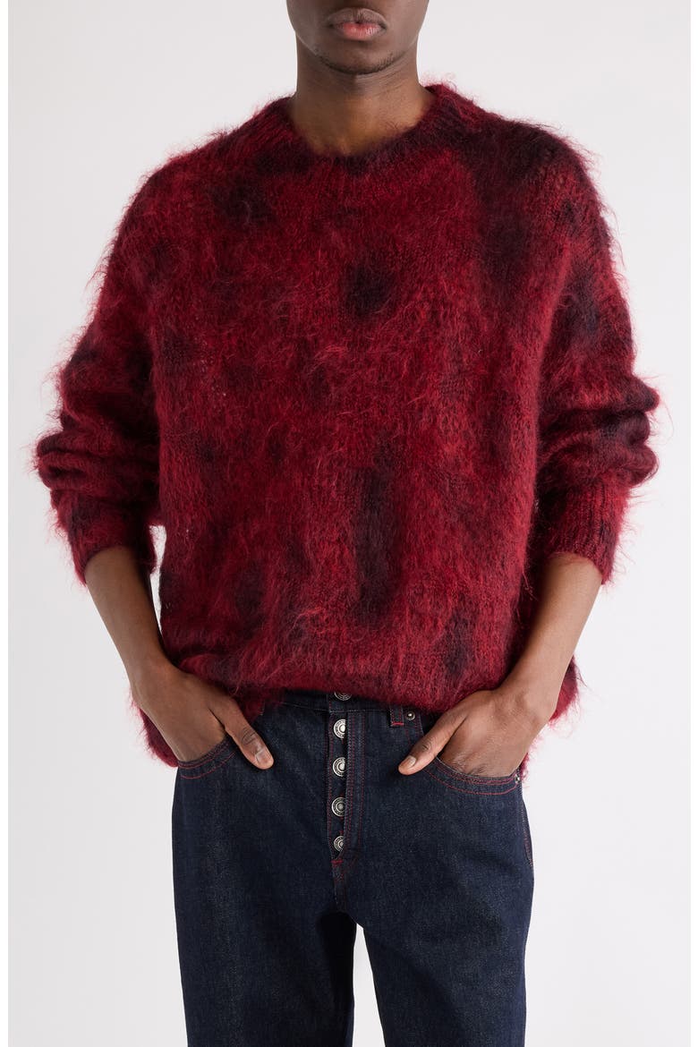 Miller Kid Mohair & Wool Sweater, Main, color, DEEP RED