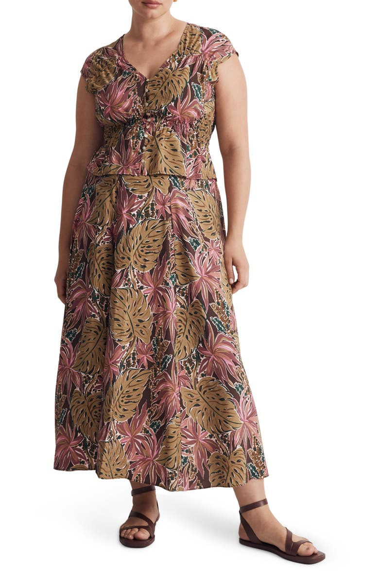 Madewell Cap Sleeve Shirred Top, Alternate, color, 