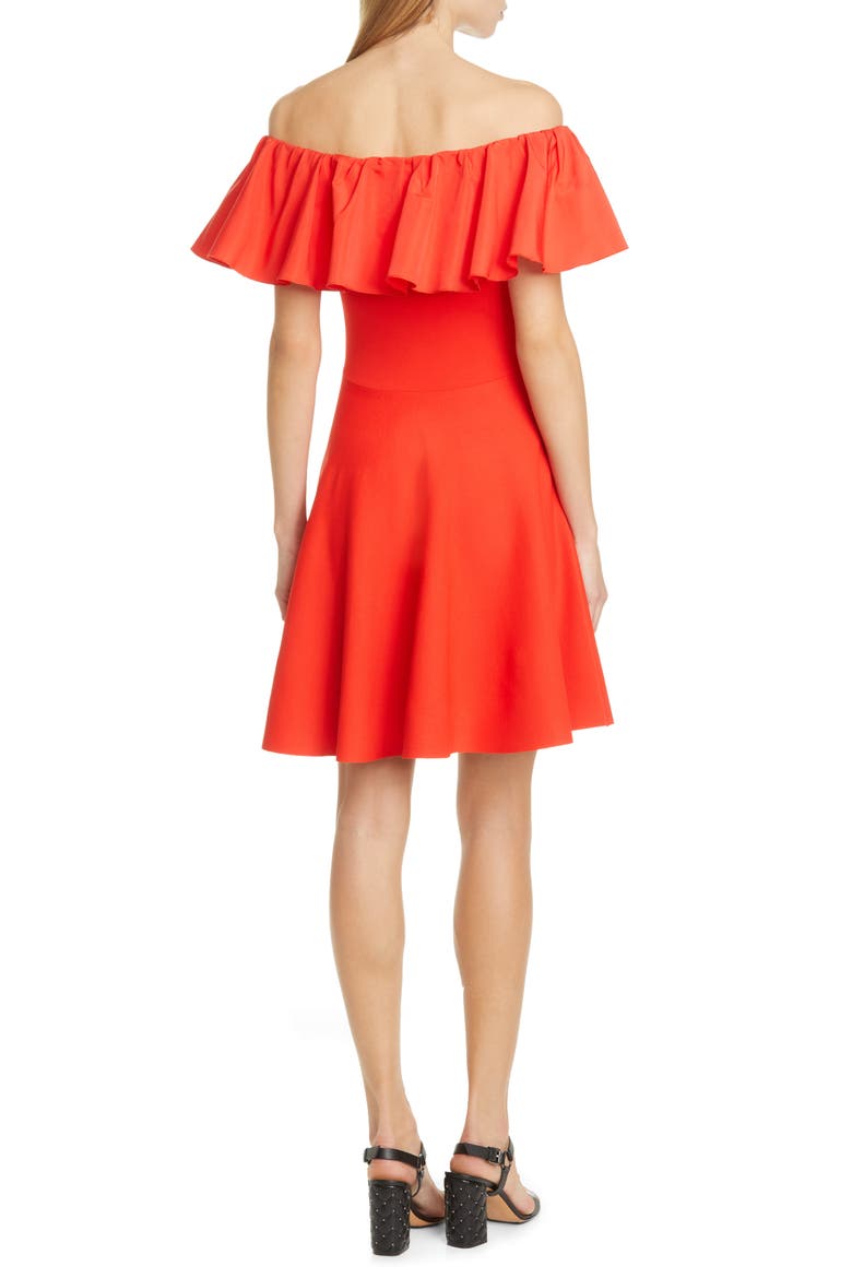Ruffle Off the Shoulder Minidress, Alternate, color, RED ORANGE