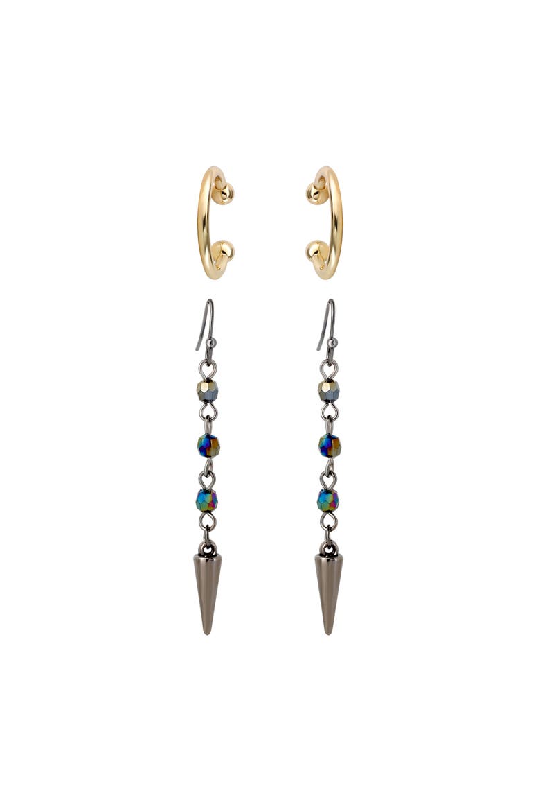 Rumi Ear Cuff and Drop Earrings Set Official License, Gold-Tone Cuffs and Black Earrings, K-Pop Gifts, Alternate, color, Gold-Tone