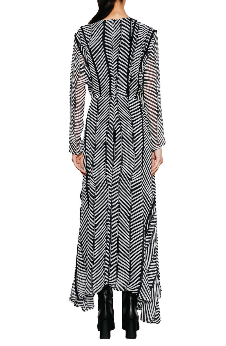 Du Paradis Mila Chevron Stripe Long Sleeve Maxi Dress, Alternate, color, 