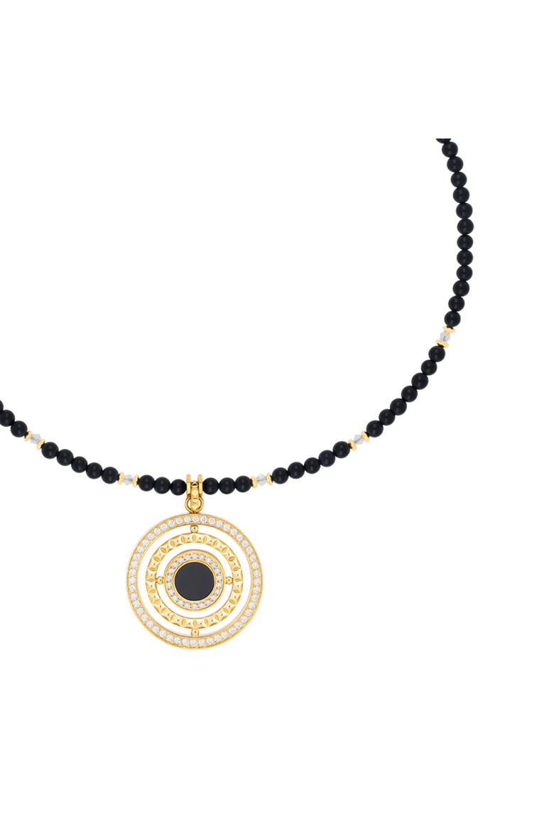 Necklace Amulet Modern Icon, Alternate, color, Noir Gold