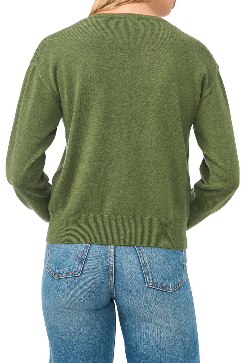 V-Neck Sweater, Alternate, color, BRIGHT FERN
