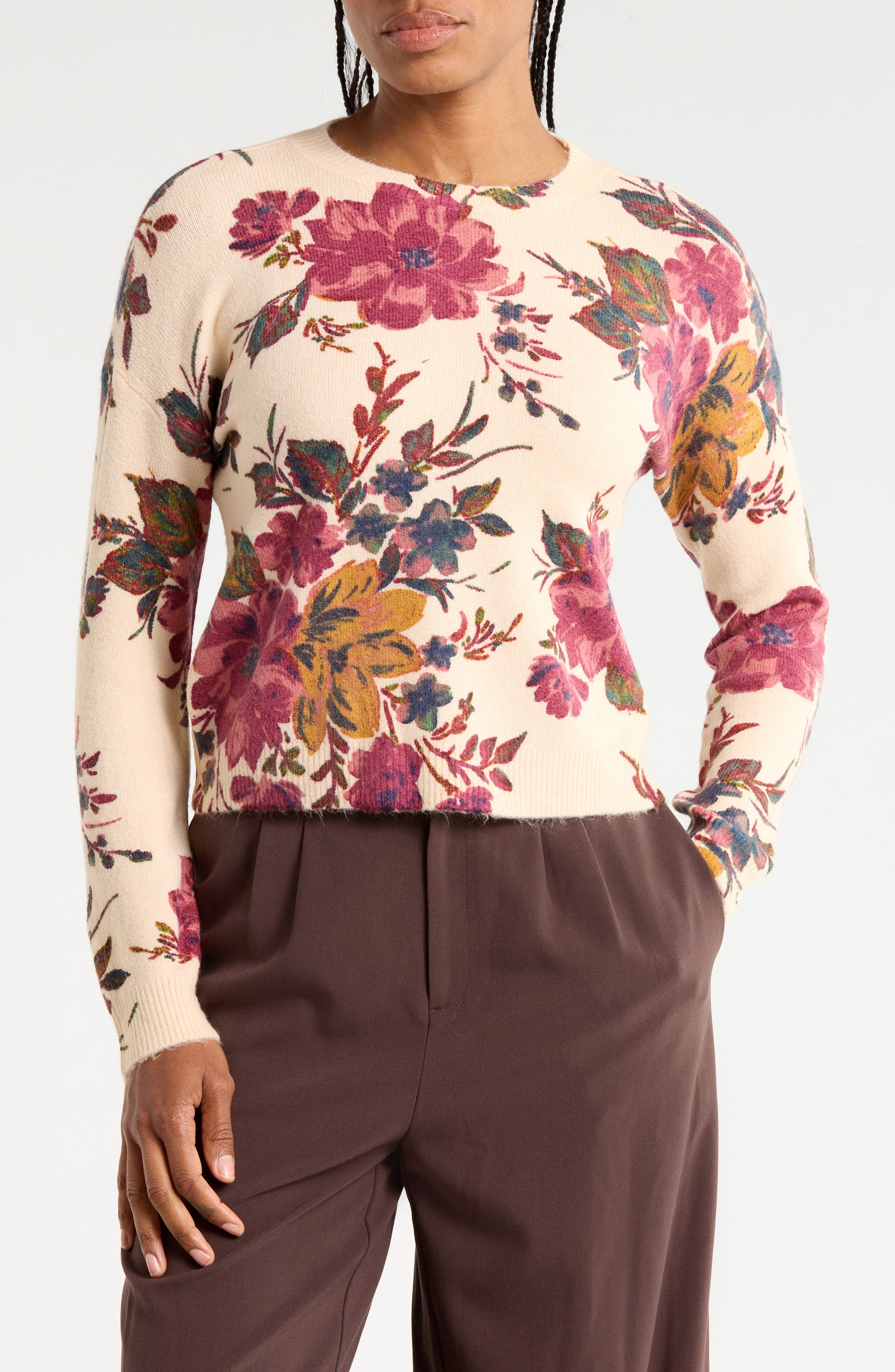 Floral Creweneck Sweater