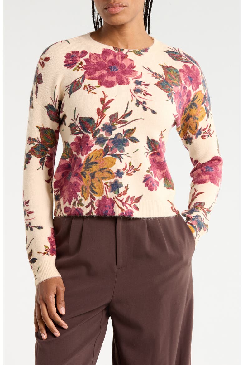 Floral Creweneck Sweater, Main, color, NEW IVORY FLORAL