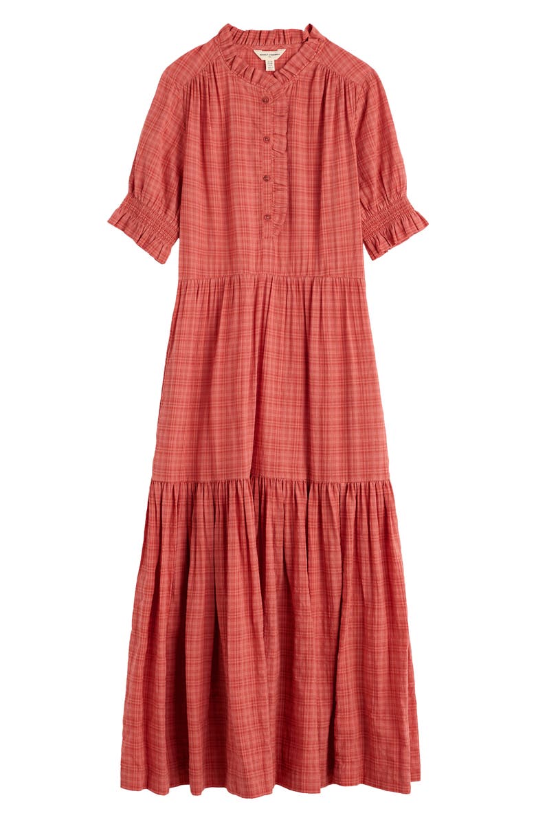 Seasalt Cornwall Feather Star Puff Sleeve Tiered Organic Cotton Blend Dress, Alternate, color, Dusky Coral