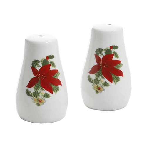 Gibson Home Perfect For Holidays Poinsettia 7 Piece Porcelain Serving Set In Red In Red