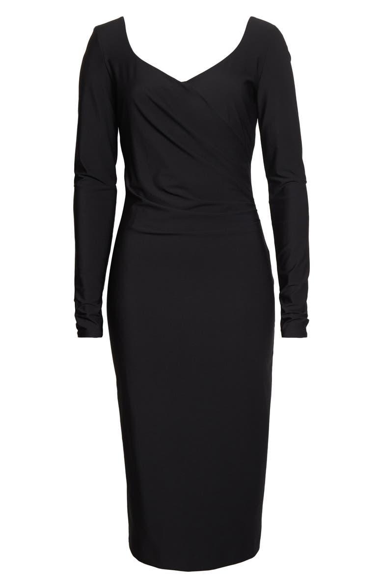 Max Mara Riber Gathered Long Sleeve Jersey Midi Dress, Alternate, color, 
