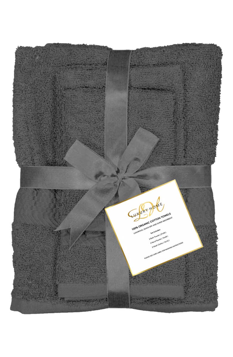 Luxury Home Organic Cotton 6-Piece Towel Set, Alternate, color, Gray