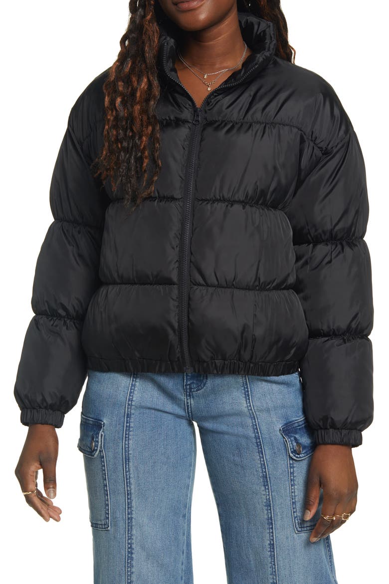 Water Resistant Puffer Jacket, Alternate, color, BLACK