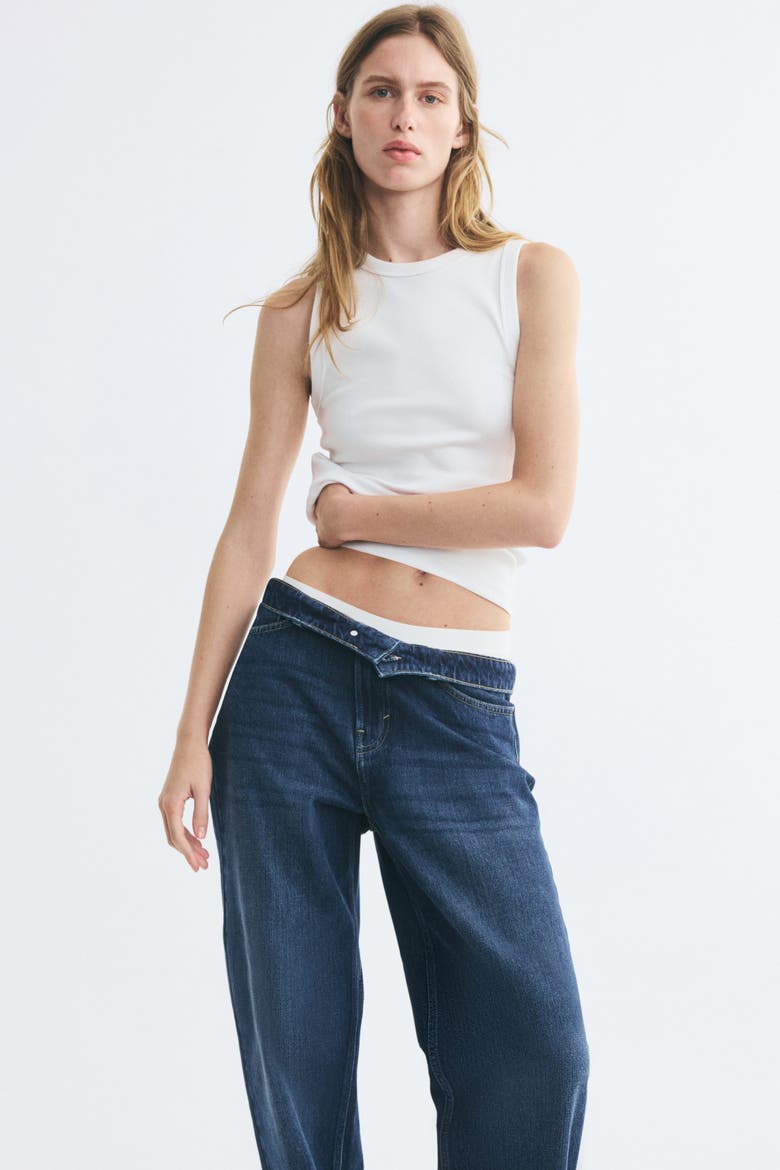 Wide-Leg Regular-Waist Jeans, Alternate, color, Dark denim blue