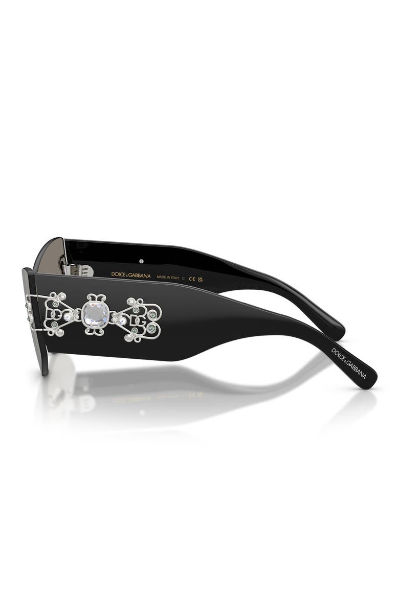 142mm Cat Eye Sunglasses, Alternate, color, BLACK / LIGHT GREY SILVER