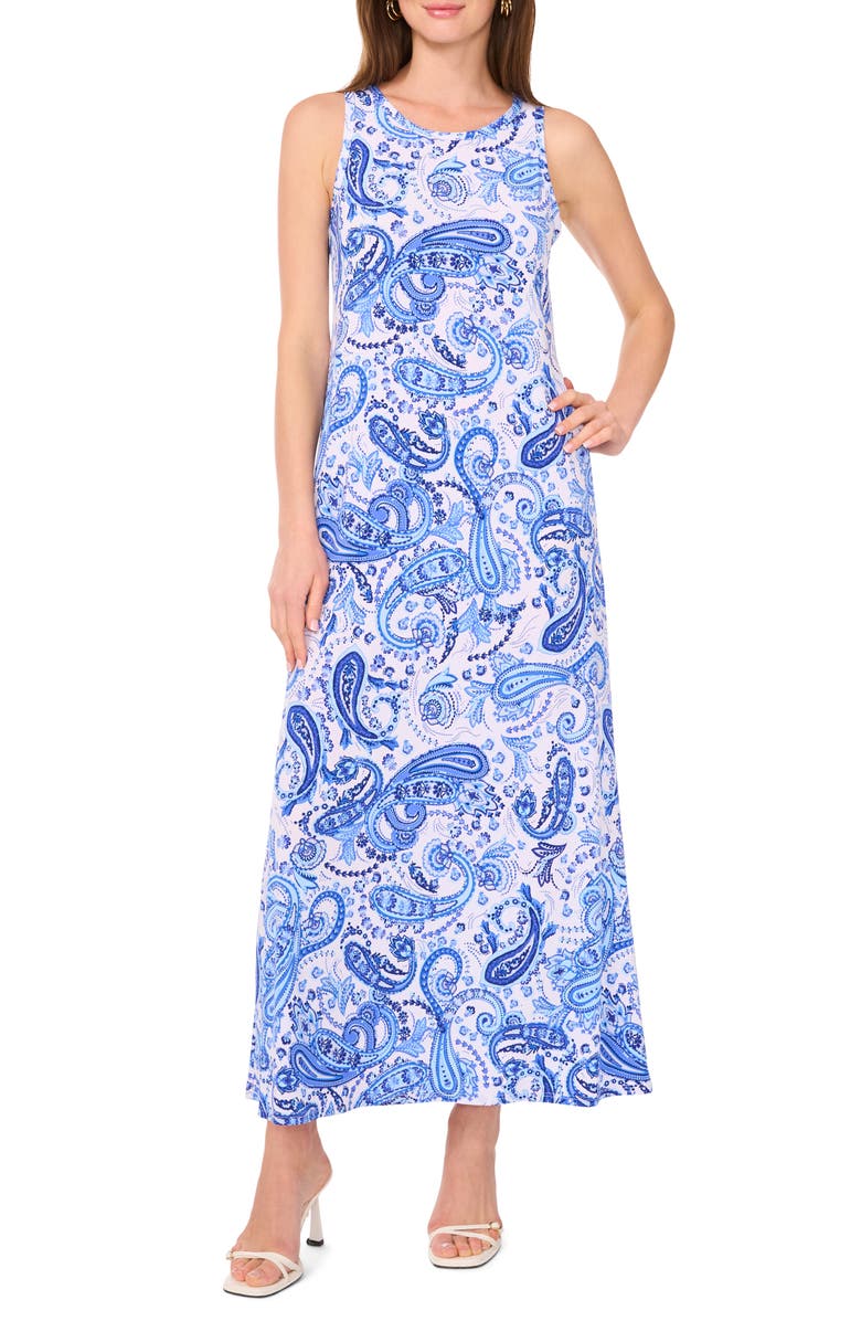 Vince Camuto Printed Sleeveless Jersey Maxi Dress, Main, color, 