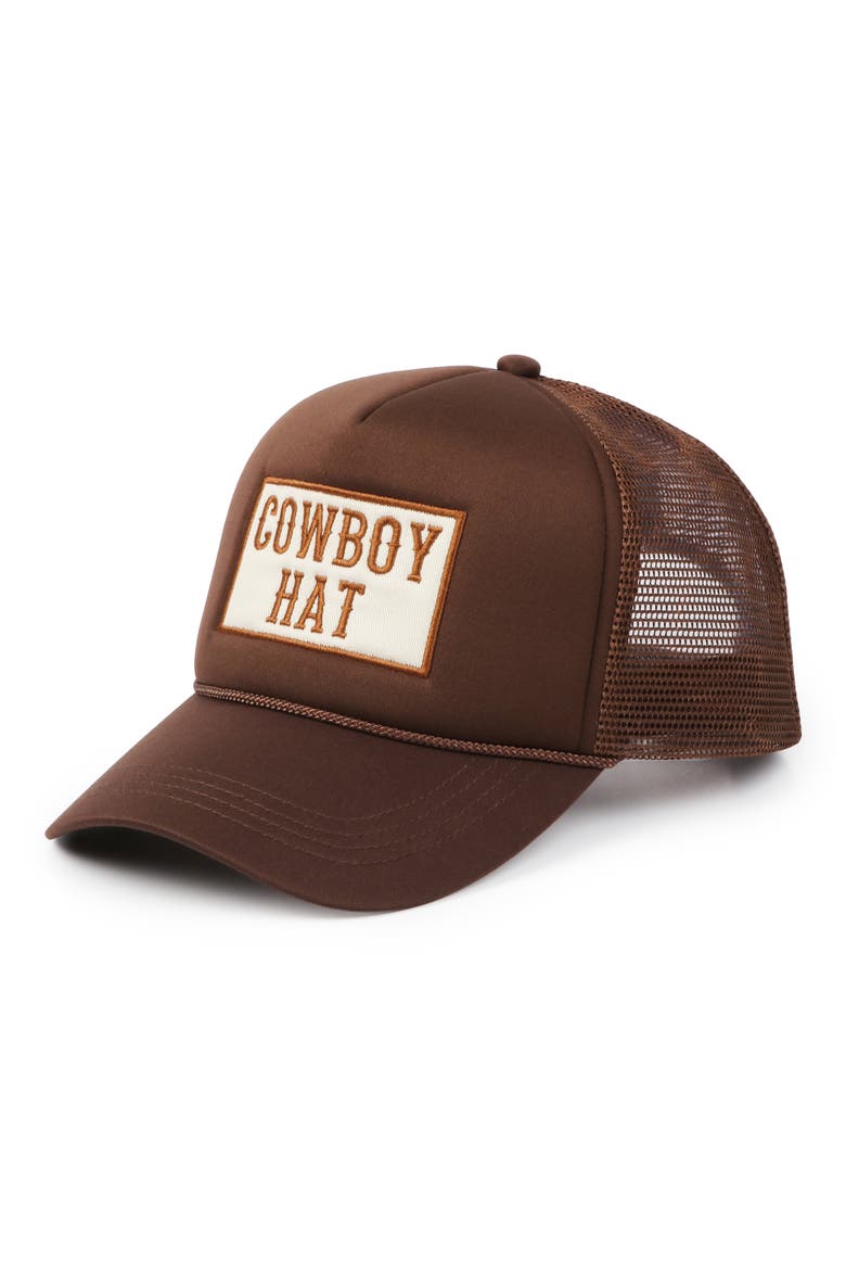 Cowboy Trucker Hat, Alternate, color, BROWN