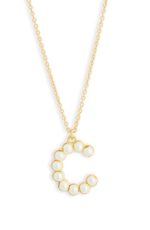 Imitation Pearl Initial Pendant Necklace