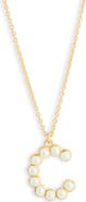 MESHMERISE Imitation Pearl Initial Pendant Necklace