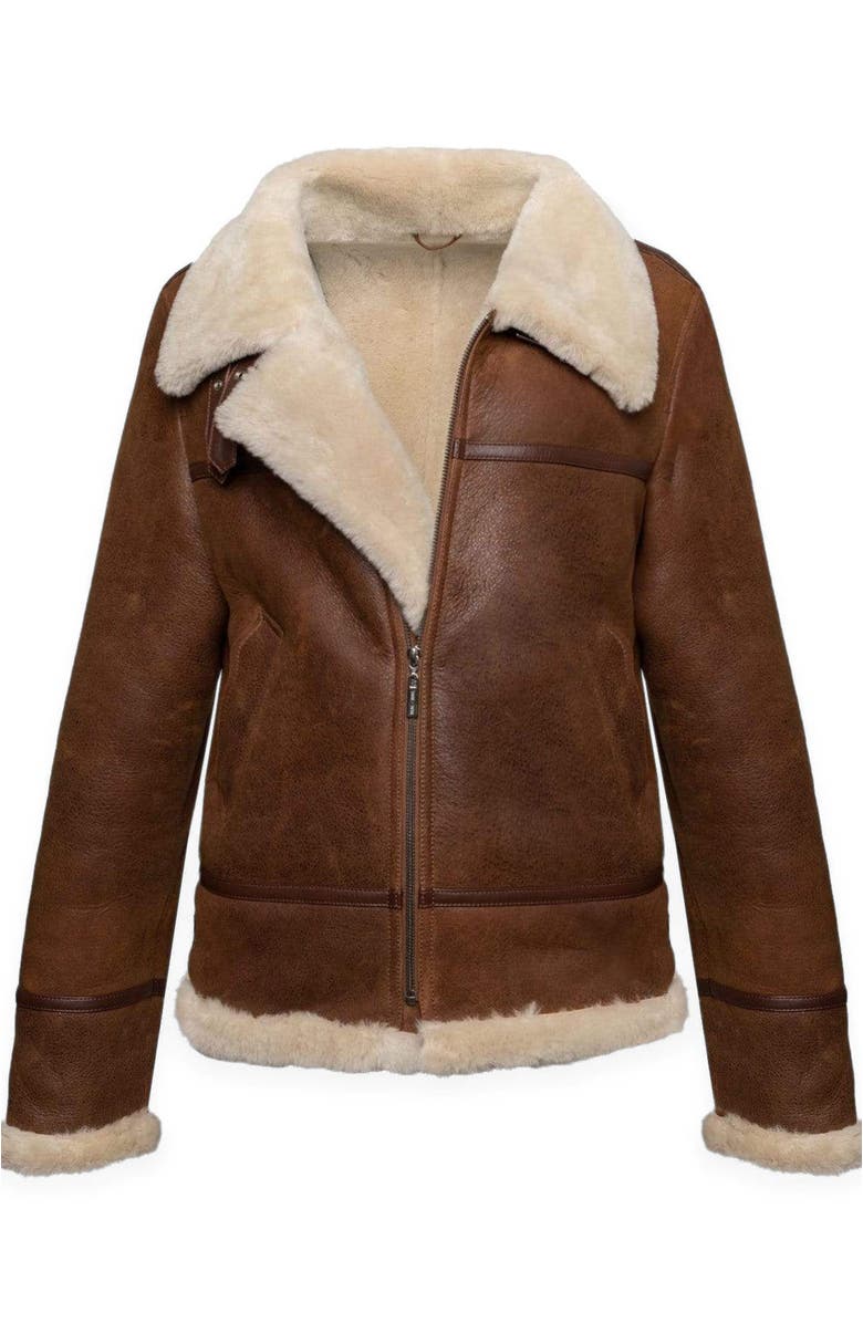 Saint + Sofia Amelia Aviator Jacket, Alternate, color, Brown