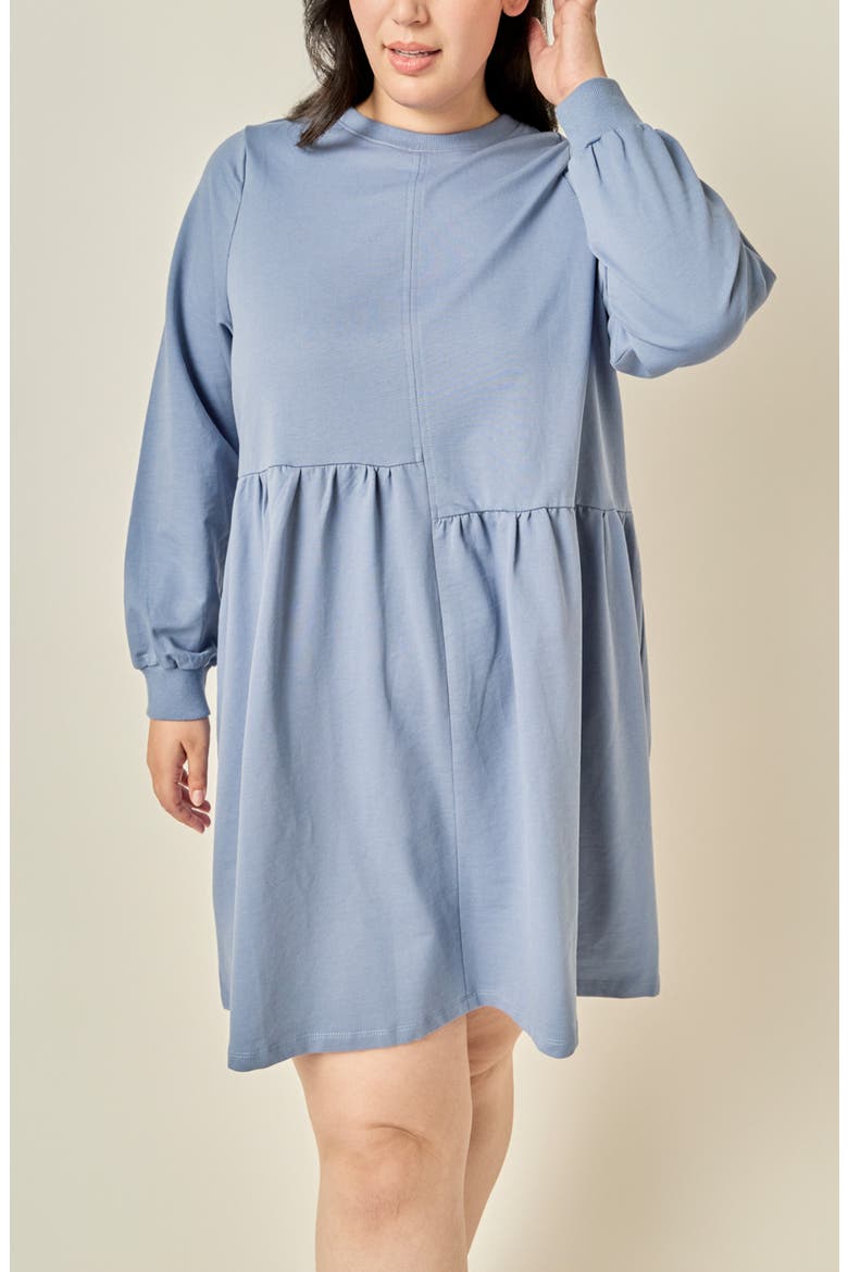 Asymmetrical Seam Knit Long Sleeve Dress, Alternate, color, DUSTY BLUE