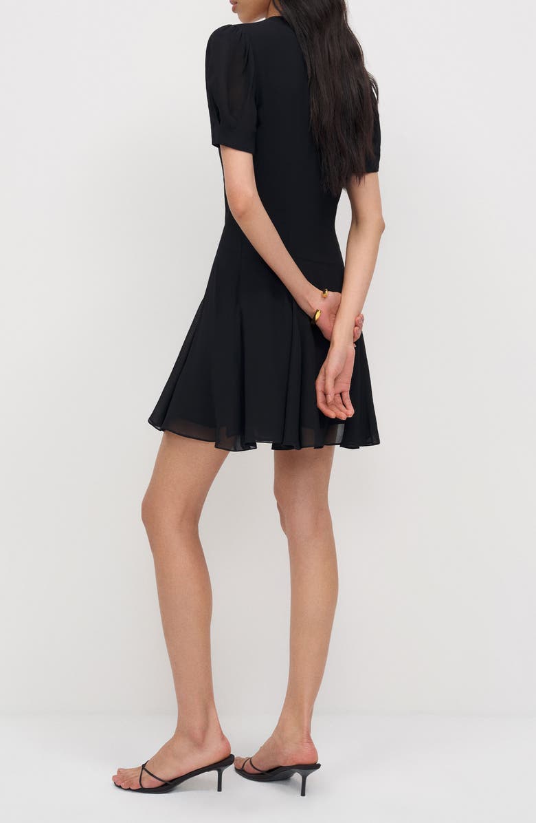 Reformation Akaia Puff Shoulder Minidress, Alternate, color, Black