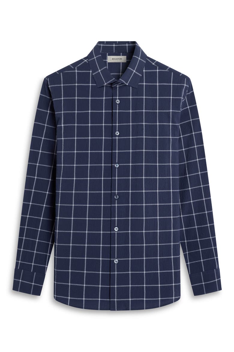 Axel Shaped Fit Stretch Cotton Button-Up Shirt, Alternate, color, NAVY