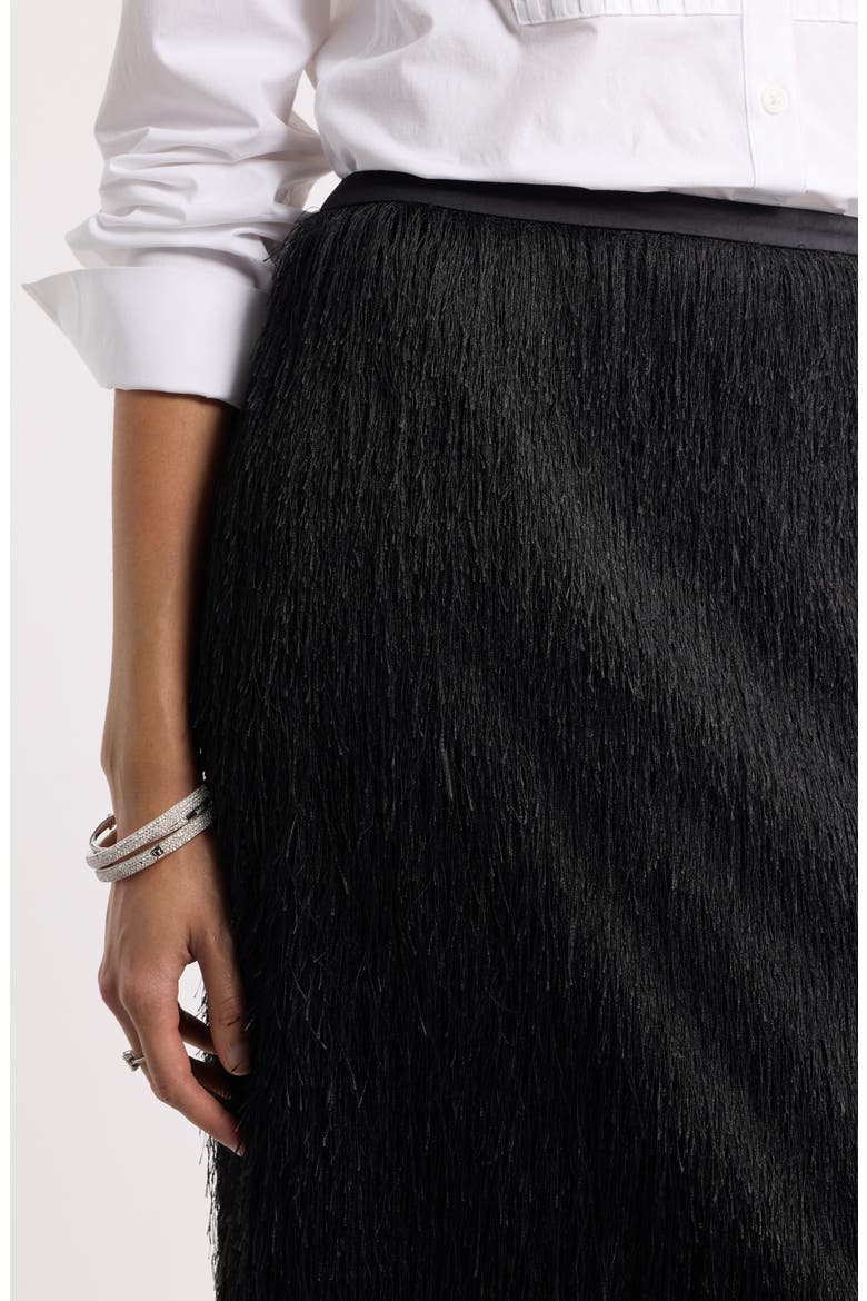 Fringe Column Midi Skirt, Alternate, color, BLACK