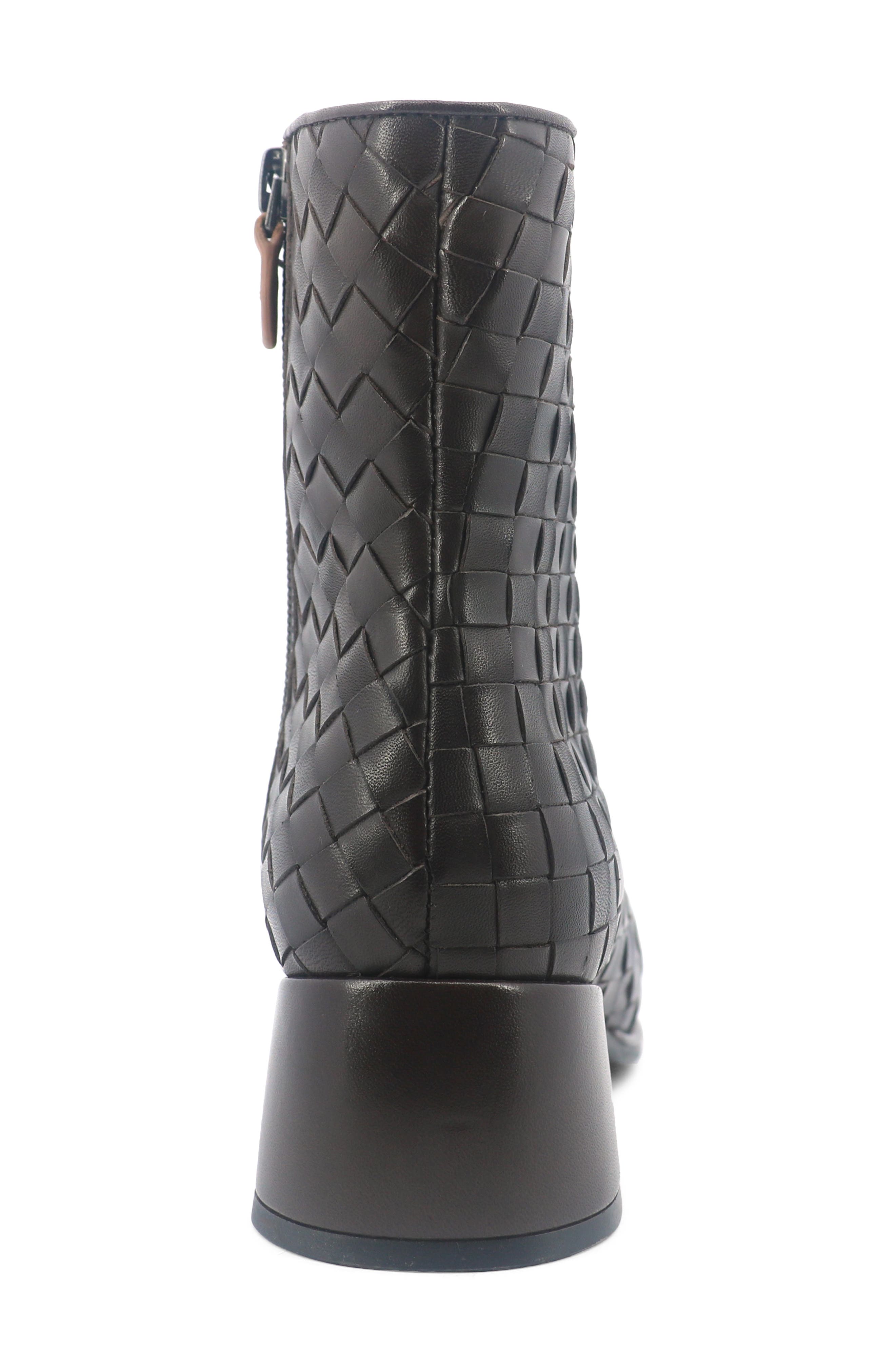 Elodie Woven Bootie, Alternate, color, CHOCOLATE LEATHER