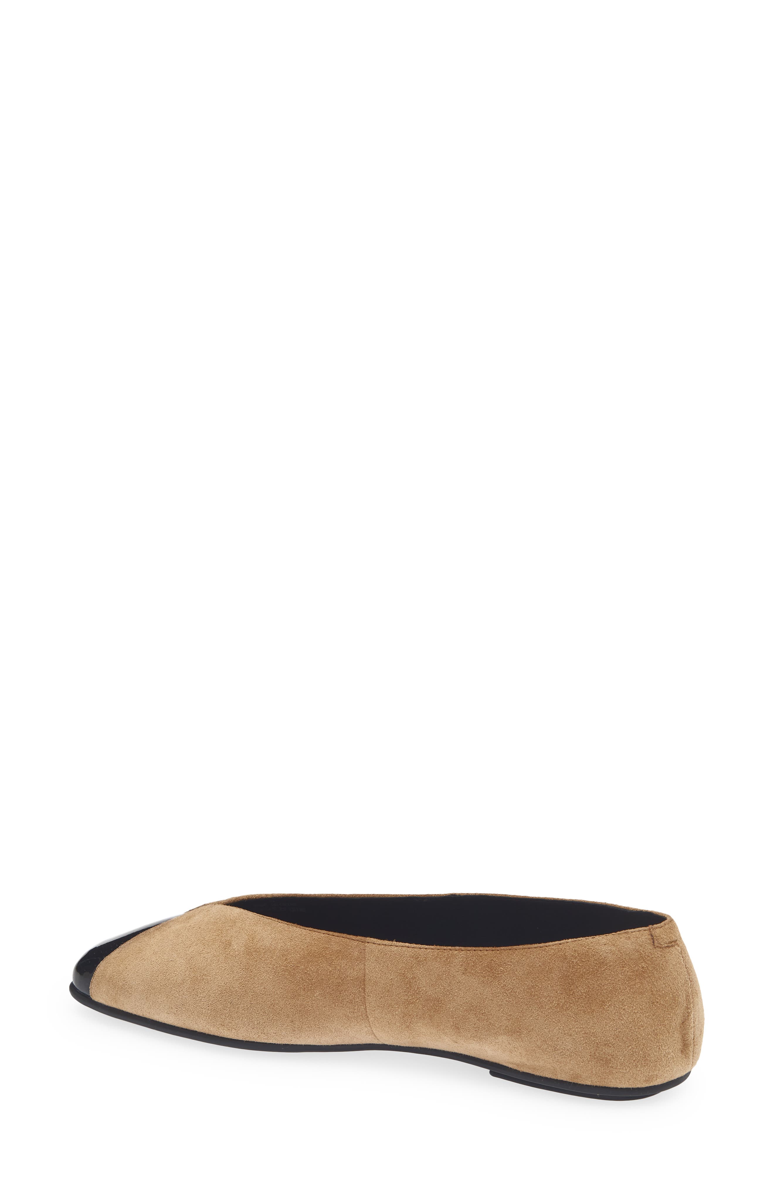 Grasp Cap Toe Flat, Alternate, color, BEIGE SUEDE BLACK COMBO