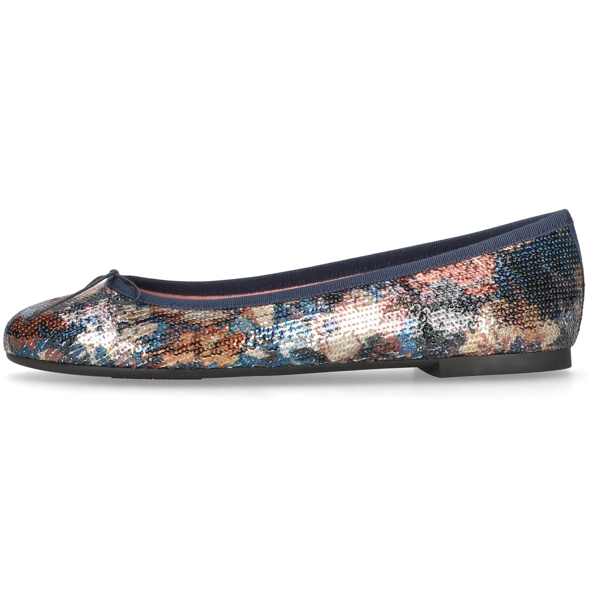 Round Toe Textile Ballet Flat, Main, color, Blue and tan
