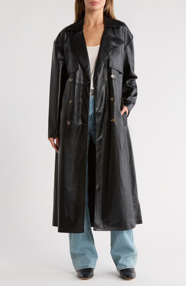 BLANKNYC Faux Leather Trench Coat, Alternate, color, Flashback