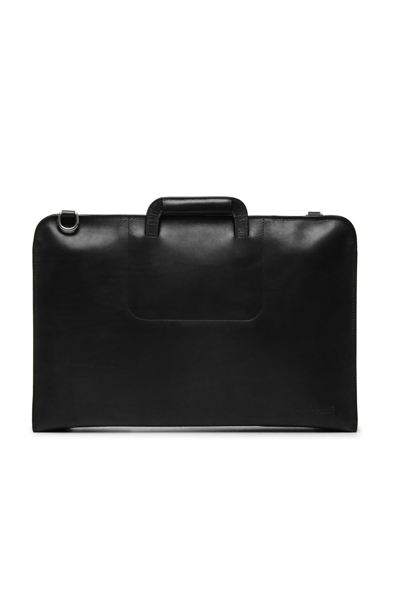 Jackson Zippered Leather Briefcase, Alternate, color, Black