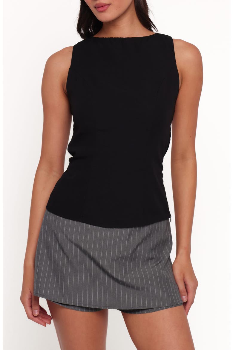 Brynn Tie Back Sleeveless Top, Main, color, BLACK