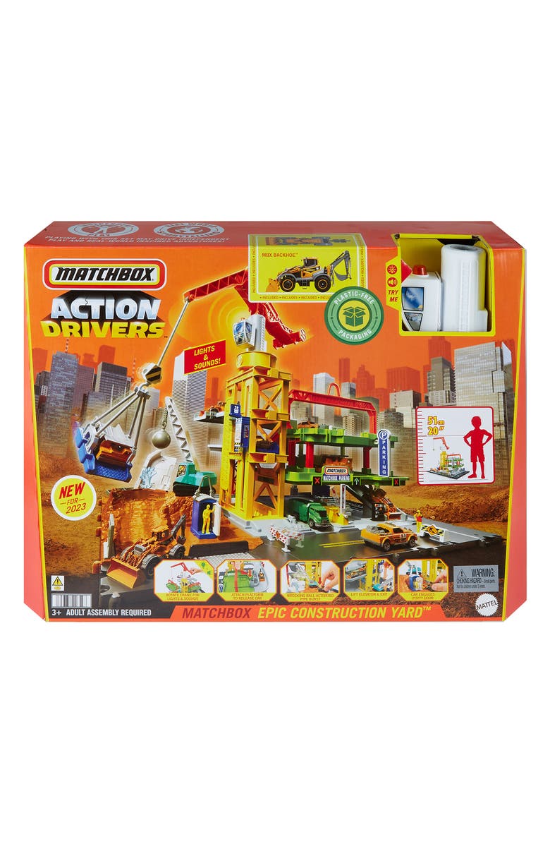 Mattel Matchbox Action Drivers Epic Construction Yard Playset, Main, color, 