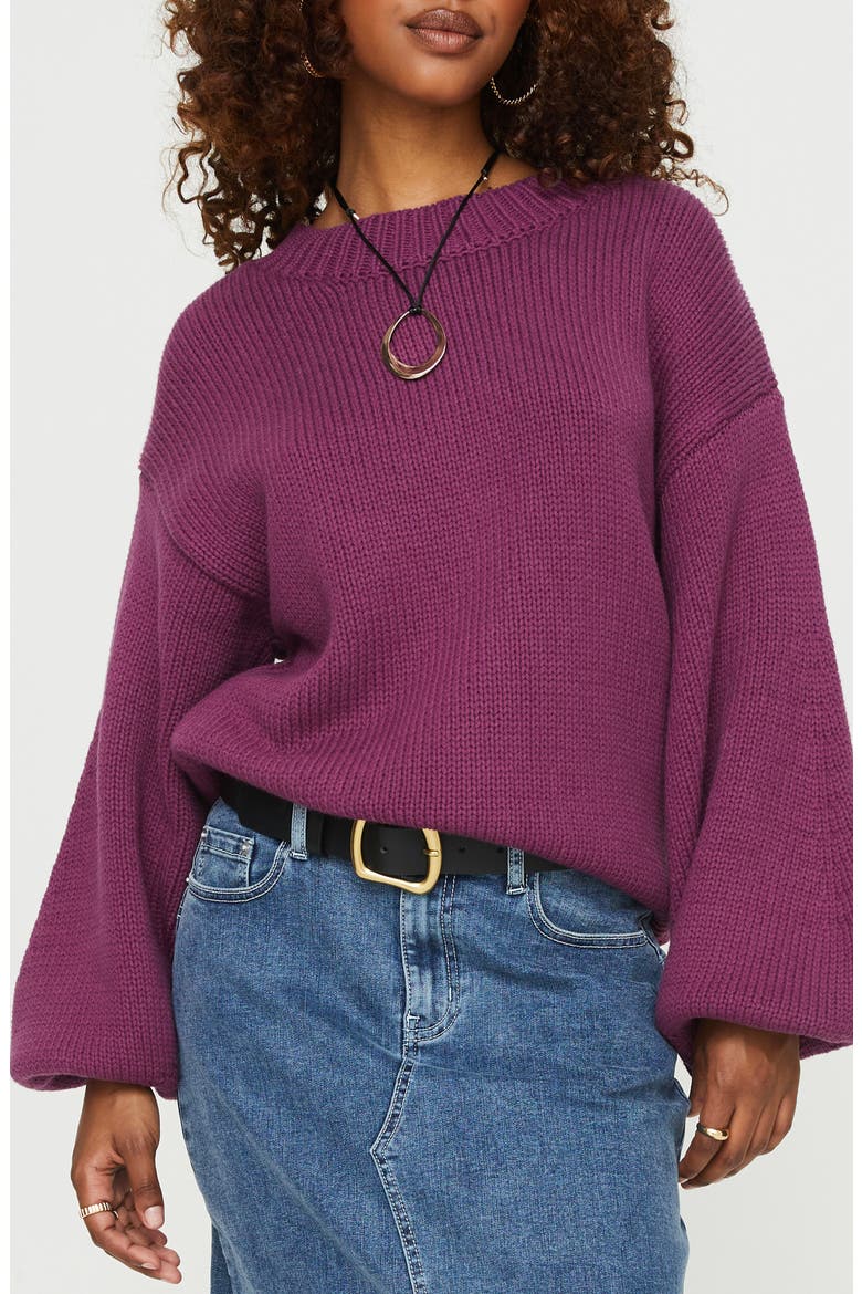 Harmony Balloon Sleeve Sweater, Main, color, BURGUNDY