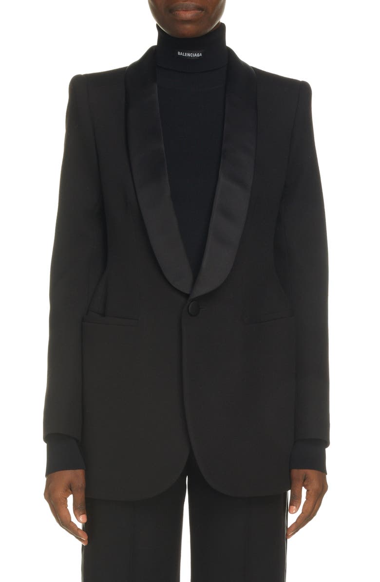 Balenciaga Hourglass Wool Tuxedo Jacket, Main, color,