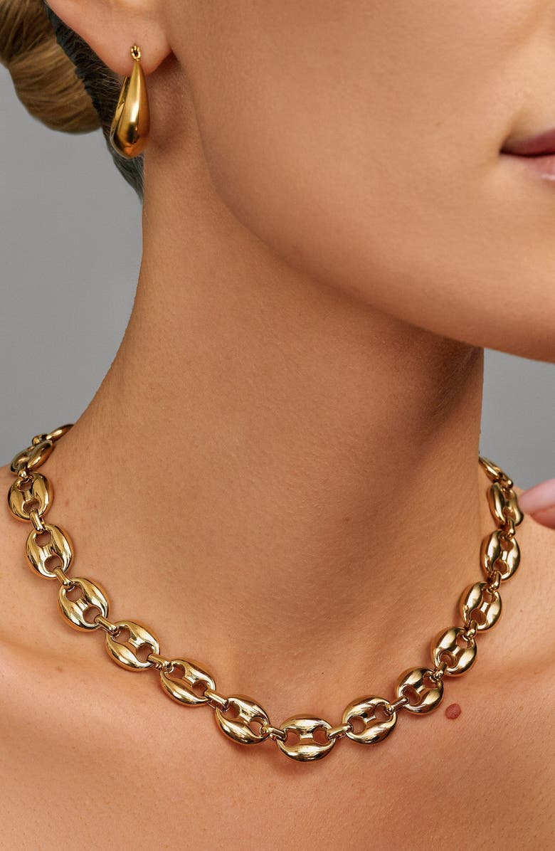 Nialaya Mariner Link Choker, Alternate, color, Gold