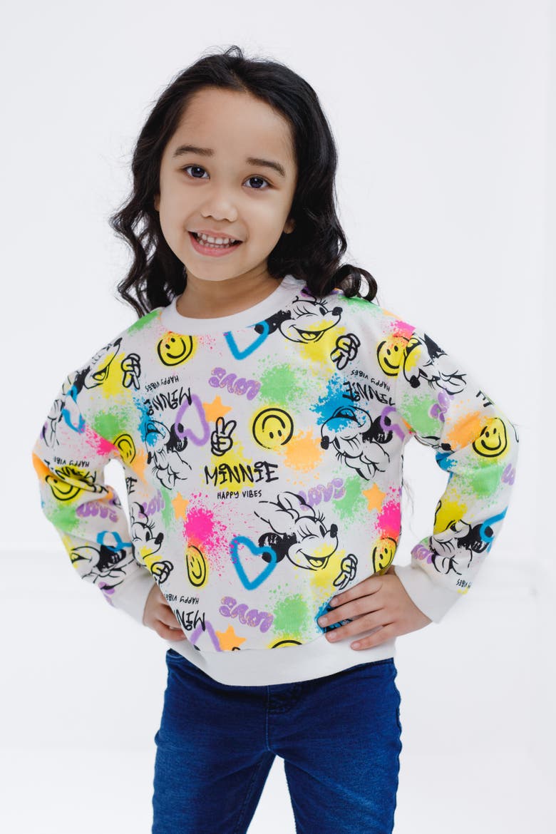 Minnie Mouse Pullover Sweatshirt, Alternate, color, Beige Minnie Mouse