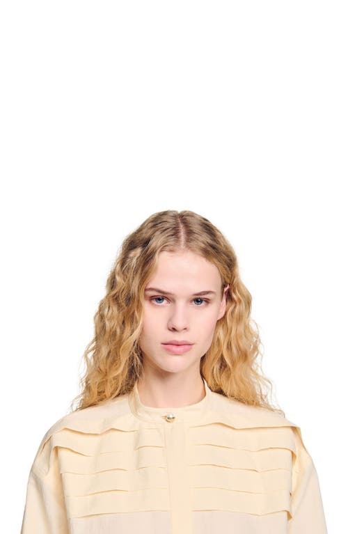 Sandro Frill Detail Blouse In Ecru