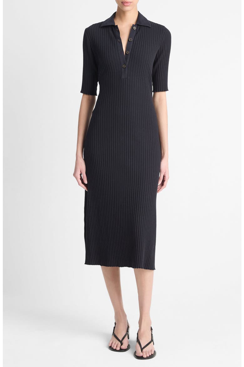 Cotton Blend Rib Midi Sweater Dress, Main, color, COASTAL